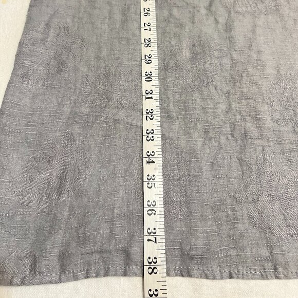 Lina Tomei Shift Dress M Italy Made Linen Colorblock White Gray Short Sleeve - Picture 10 of 10